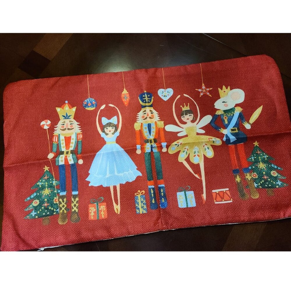 Nutcracker Christmas Pillow Cover Red Decorative Accent Case Xmas Holiday Decor